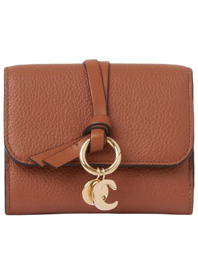 Alphabet Grain Leather Flap Small Half Wallet Brown - CHLOE - BALAAN 2