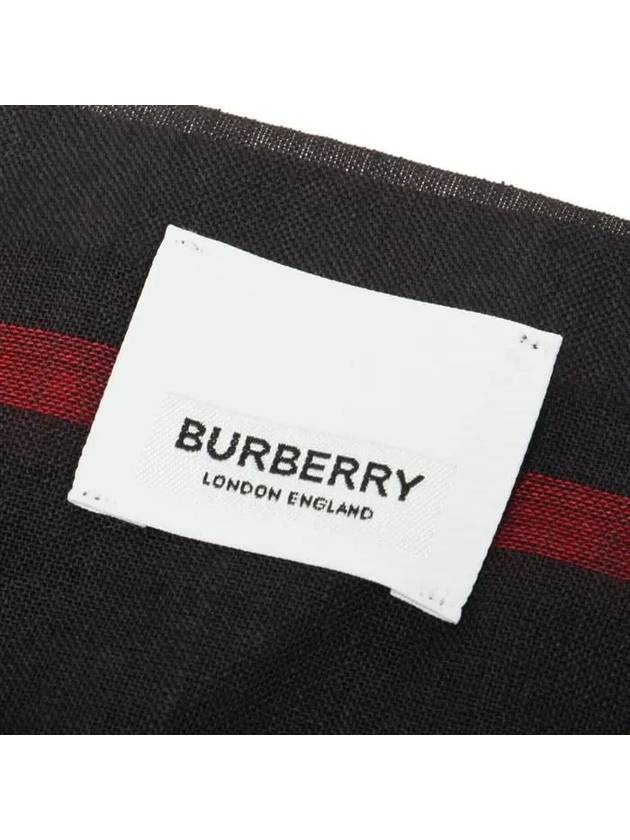 Checkered Wool Silk Scarf Navy - BURBERRY - BALAAN 5