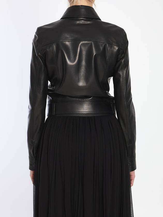 Leather Cropped Jacket - SAINT LAURENT - BALAAN 4