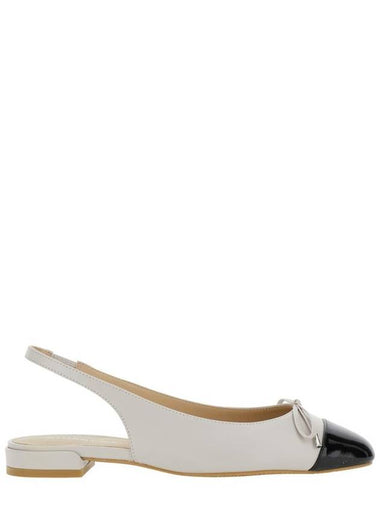 Beige Slingback Ballet Shoes With Cap Toe And Bow Detail In Leather Woman - STUART WEITZMAN - BALAAN 1