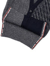 Funmix Donnyroll Cable 4 Bar V-Neck Cardigan Medium Grey - THOM BROWNE - BALAAN 8