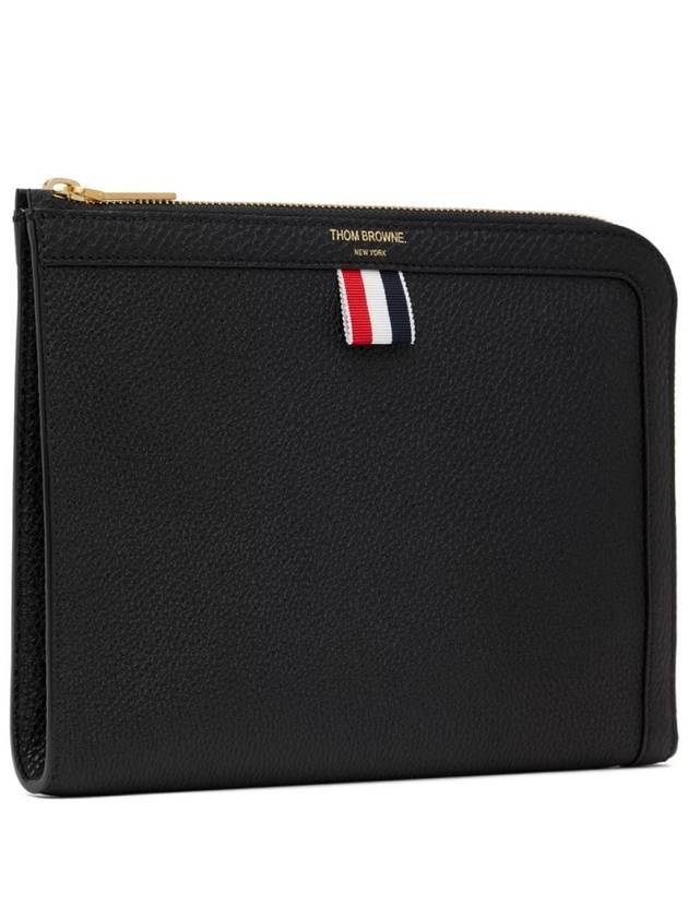 Mini Pebble Leather Gusset Clutch Bag Black - THOM BROWNE - BALAAN 2