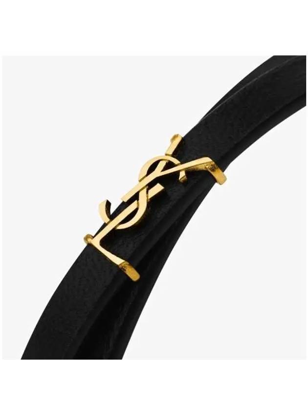 Opyum Double Wrap Leather Bracelet Black - SAINT LAURENT - BALAAN 5