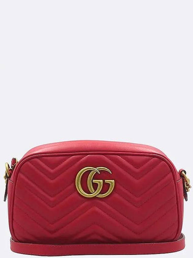 447632 Red Leather GG Marmont Small Matelasse Chain Cross Bag - GUCCI - BALAAN 1