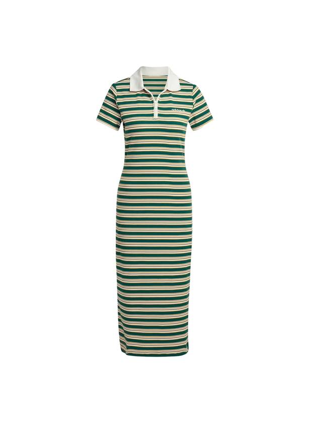 80S Striped Polo Midi Dress Green - ADIDAS - BALAAN 1