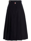 Super 120S Twill Below Knee Pleated Skirt Navy - THOM BROWNE - BALAAN 3