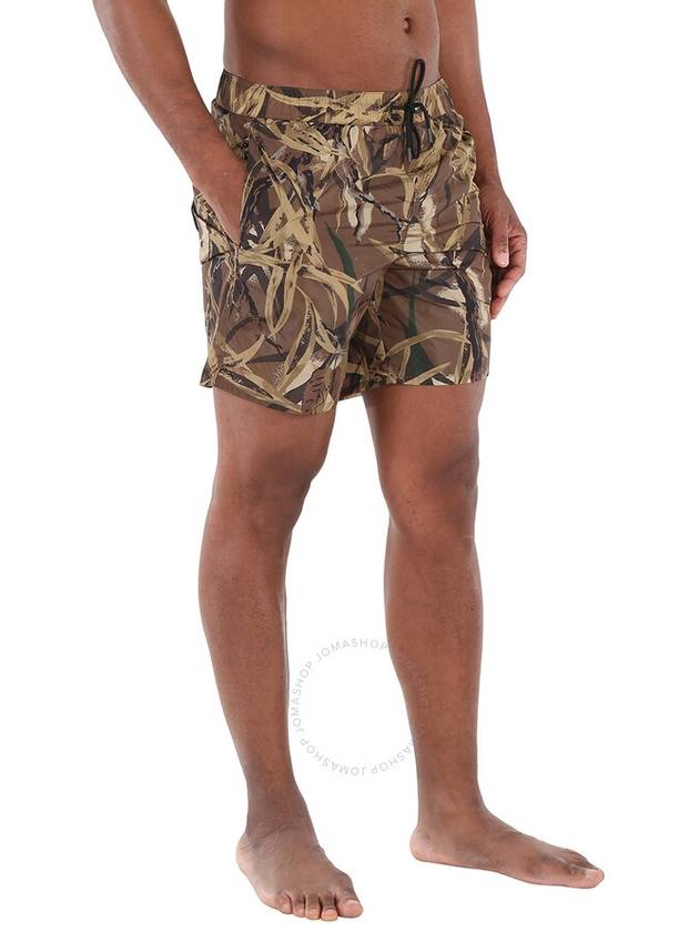 Men's Leaf Leaf Print Shorts Brown - MONCLER - BALAAN 4