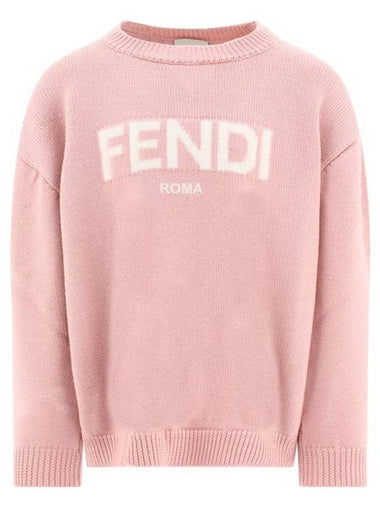 Kids Logo Knit Top Rose - FENDI - BALAAN 1