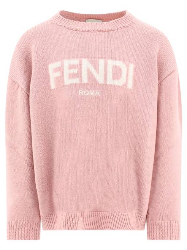 Kids Logo Knit Top Rose - FENDI - BALAAN 1