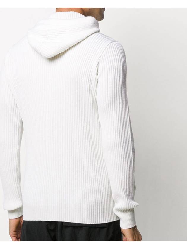 Men's Shadow Project Waffen Patch Hooded Ribbed Knit Top White - STONE ISLAND - BALAAN 5