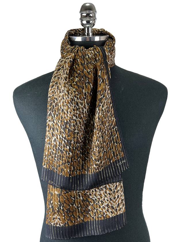 Leopard print lurex silk scarf 2AWF3972 - CELINE - BALAAN 6