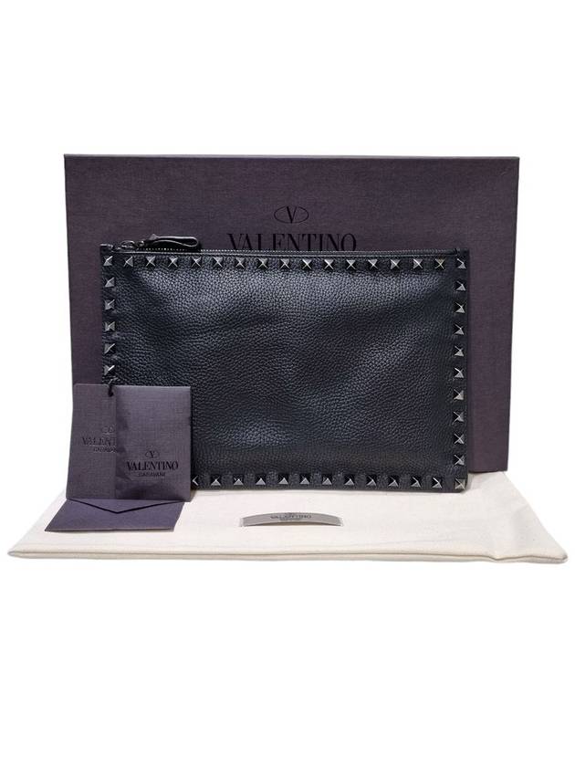 Women s SY2P056 Black Leather Rockstud Clutch - VALENTINO - BALAAN 10