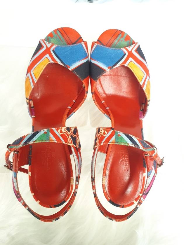 Women s Multicolor Fabric Open Toe Slingback HM99619HE 230mm 36 Condition A - HERMES - BALAAN 16