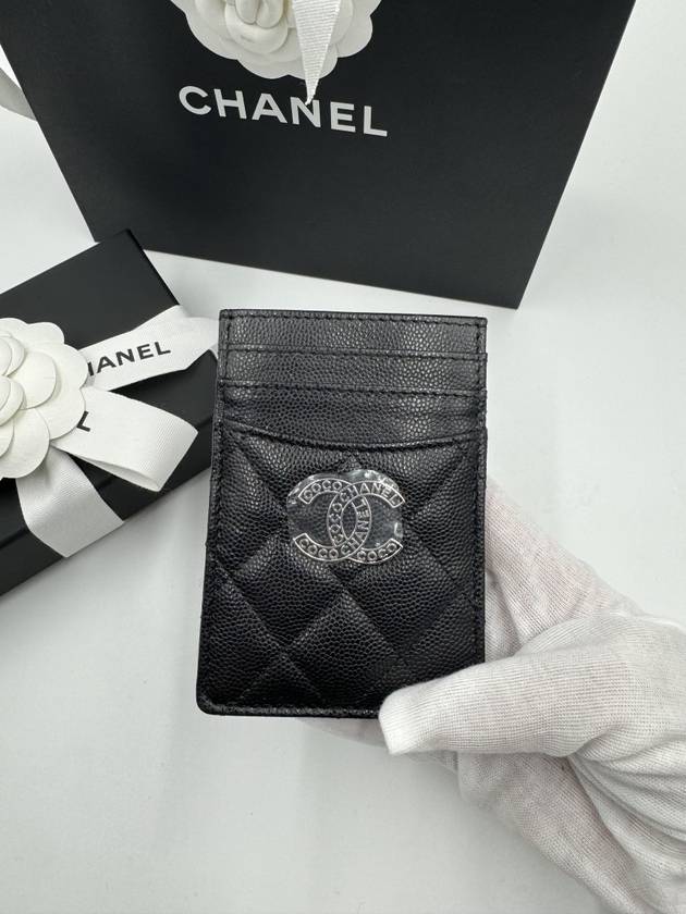 Women's CC Logo Coco Card Holder Caviar Black AP3835 - CHANEL - BALAAN 6