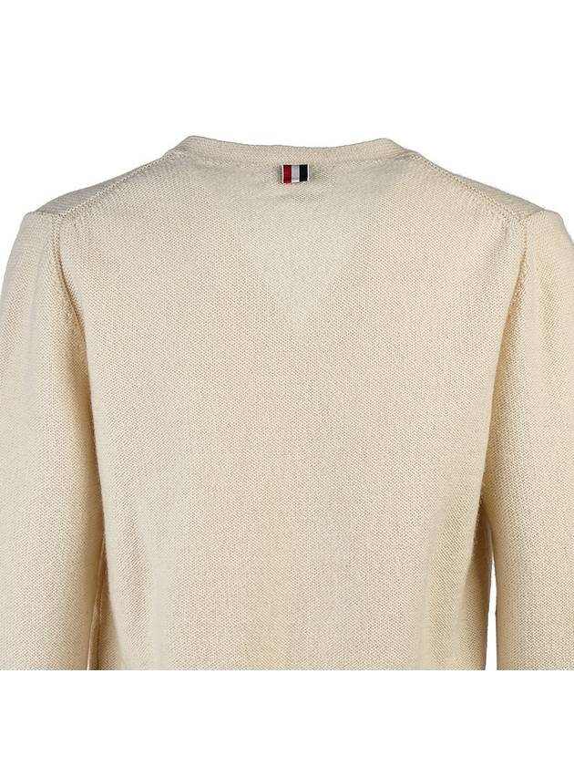 Reverse Jersey Stitch Donegal 4 Bar V Neck Cardigan White - THOM BROWNE - BALAAN 6