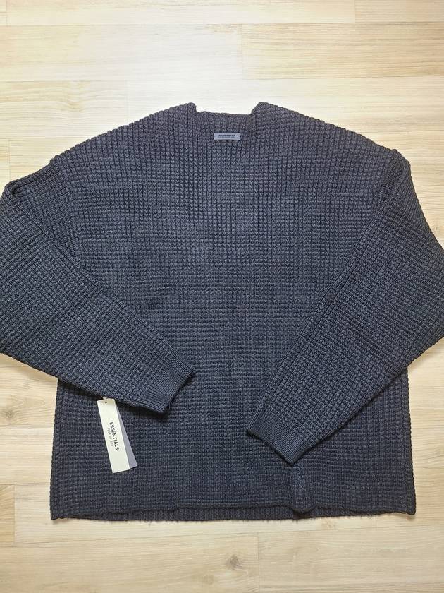 Heavy Waffle Crew Neck Sweater Black - FEAR OF GOD ESSENTIALS - BALAAN 9