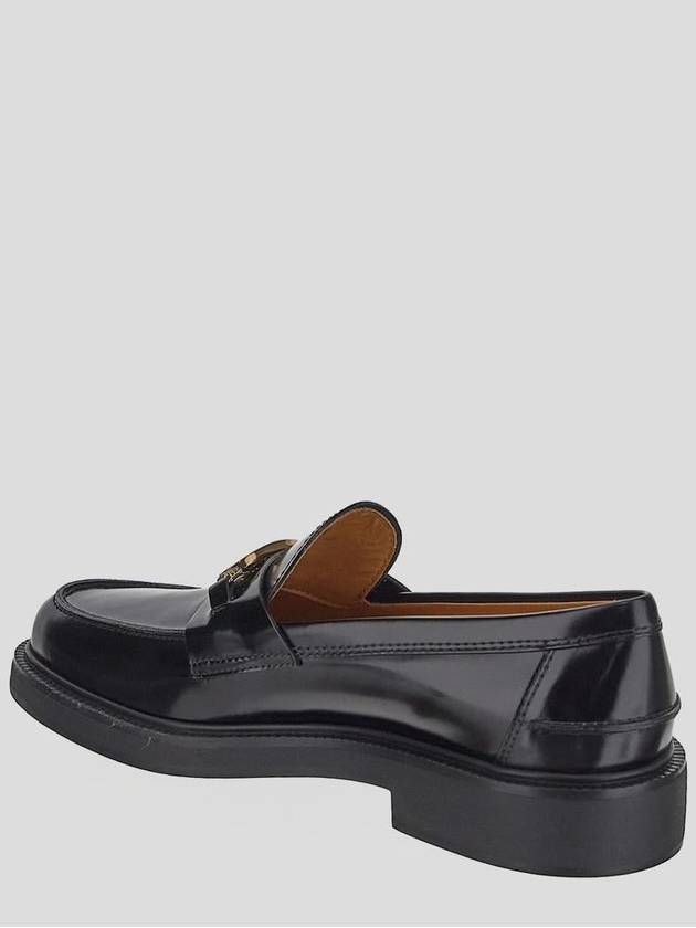 Metal Logo Leather Loafers Black - TOD'S - BALAAN 4