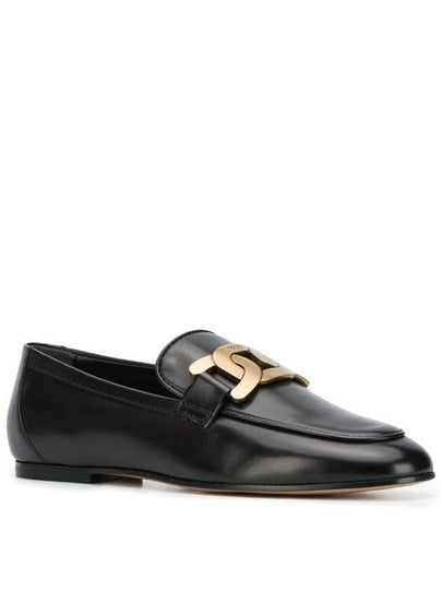 Flat Chain  Black Leather Loafers Tod'S Woman - TOD'S - BALAAN 2