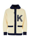 Drawn Varsity K Patch Cotton Cardigan Off White - KENZO - BALAAN 1