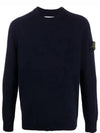 Waffen Patch Round Neck Knit Top Dark Navy - STONE ISLAND - BALAAN 1