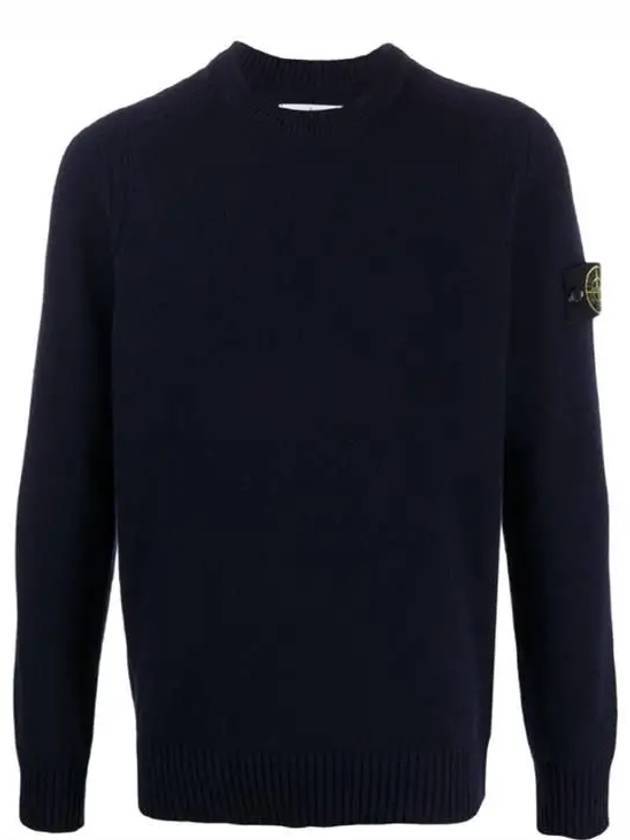 Wappen Patch Round Neck Knit Top Dark Navy - STONE ISLAND - BALAAN 1