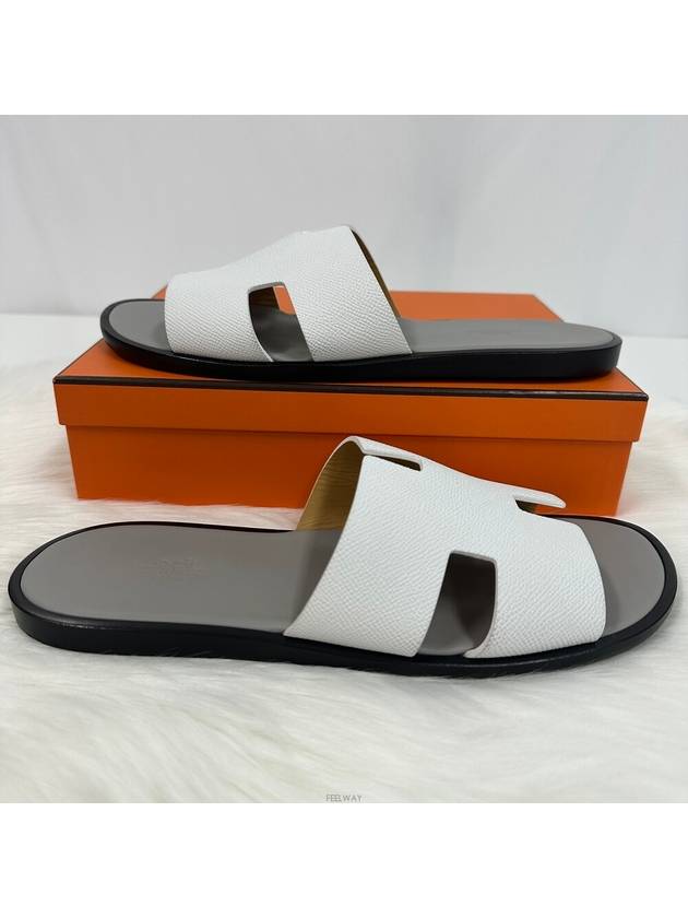 Izmir Epsom Calfskin Slippers White - HERMES - BALAAN 6