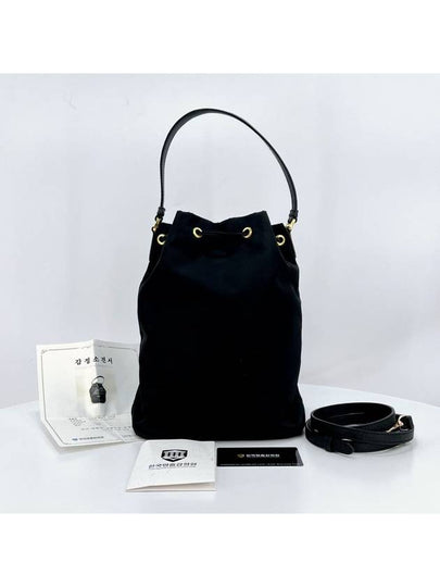 Triangle logo nylon tesuto bucket bag black large - PRADA - BALAAN 3