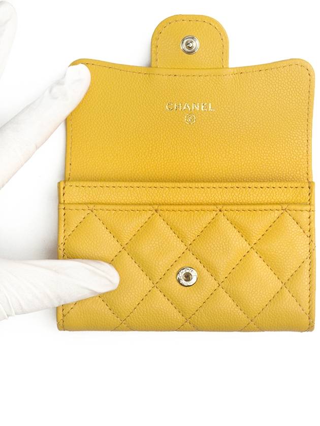 Classic Gold Hardware Grained Calfskin Card Wallet Yellow - CHANEL - BALAAN 7