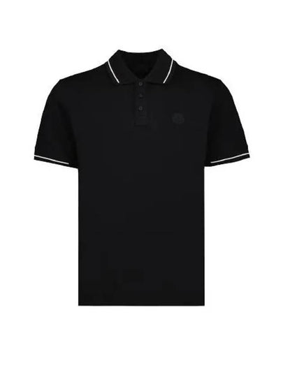 Men's Logo Patch Cotton Short Sleeve Polo Shirt Black - MONCLER - BALAAN 2