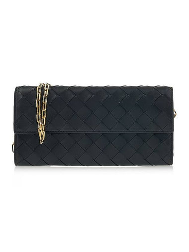 Intrecciato Chain Long Wallet Black - BOTTEGA VENETA - BALAAN 1