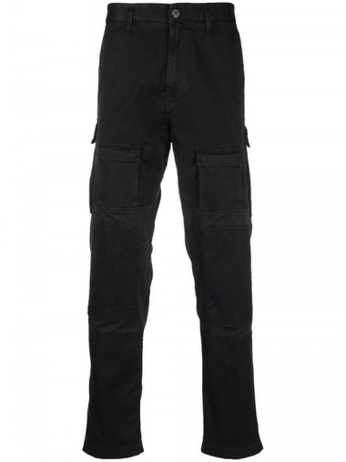 Men's Logo Patch Cargo Straight Pants Black - STONE ISLAND - BALAAN 1