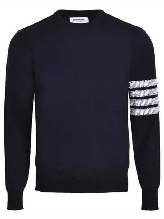4 Bar Straight Knit Top Navy - THOM BROWNE - BALAAN 2