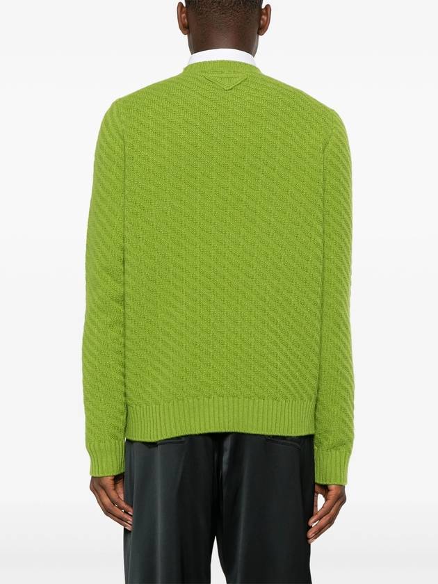 Wool cashmere blend knit top green - PRADA - BALAAN 5