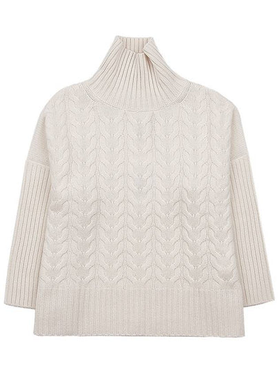 Women's Okra Cable Cashmere Turtleneck White - MAX MARA - BALAAN 2