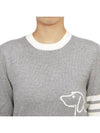 4 Bar Fine Merino Hector Crew Neck Pullover Knit Top Grey - THOM BROWNE - BALAAN 7