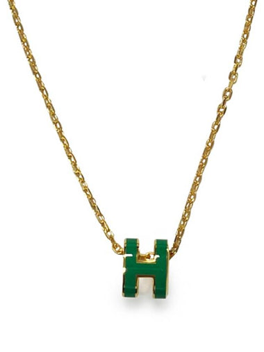 Mini Pop Ache Pendant Gold Malachite Chain Necklace 147992F 83 TPM - HERMES - BALAAN 1