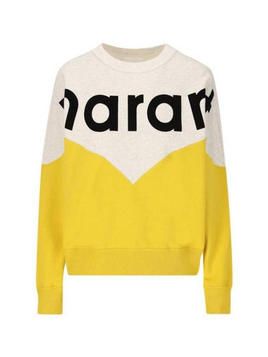 Houston Two-Tone Logo Cotton Sweatshirt Yellow - ISABEL MARANT ETOILE - BALAAN 1