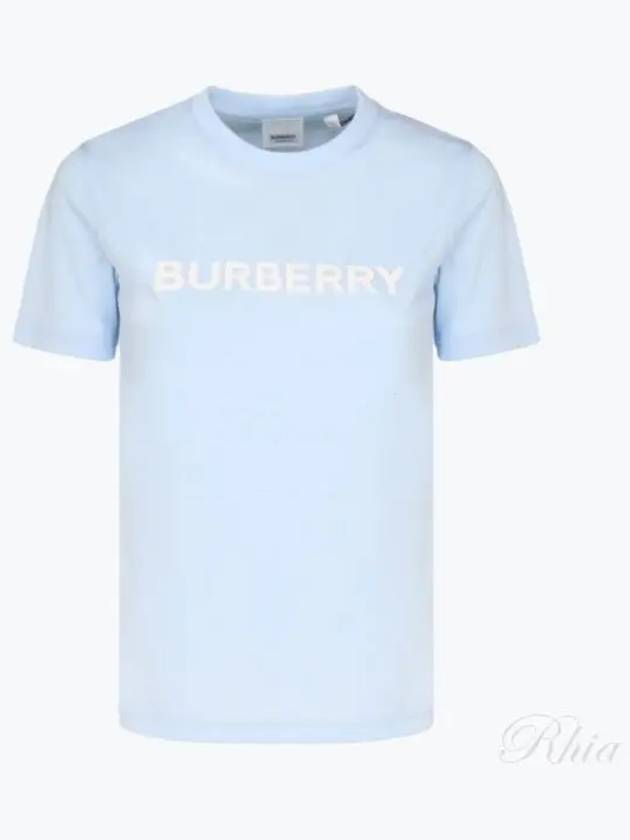 Women's Logo Print Cotton Short Sleeve T-Shirt Pale Blue - BURBERRY - BALAAN 2