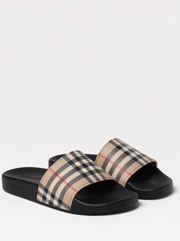 Check Furley Slippers Beige - BURBERRY - BALAAN 3