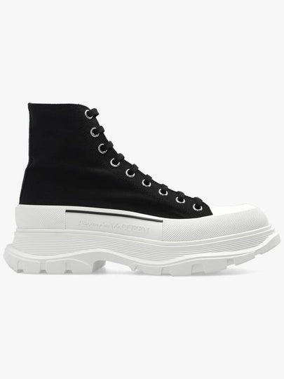 Men's Tread Lace-Up High Top Sneakers Black White - ALEXANDER MCQUEEN - BALAAN 2