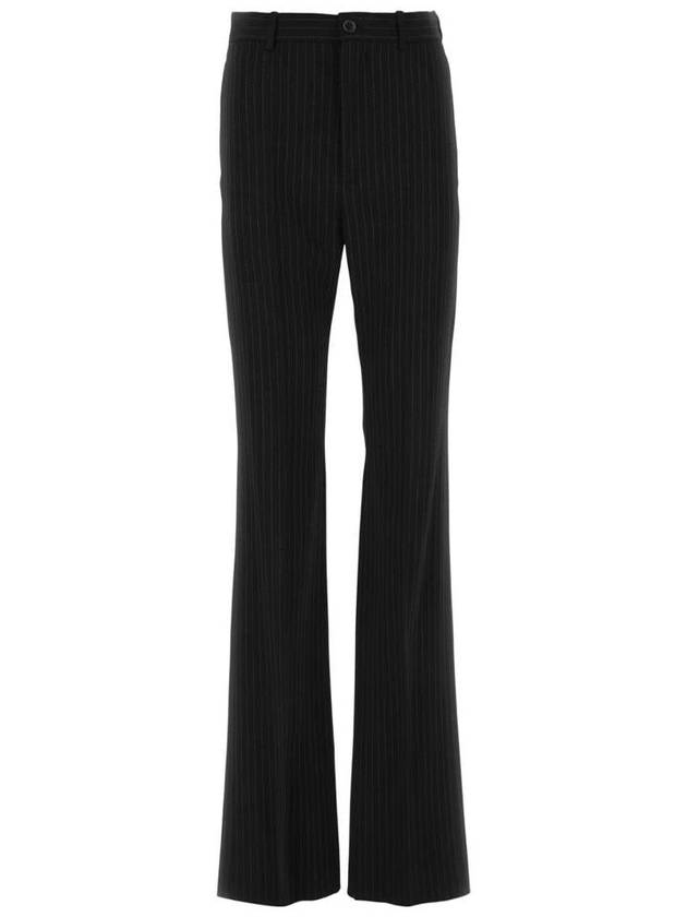 Pinstripe Pleats Front Straight Pants Black - BALENCIAGA - BALAAN 2