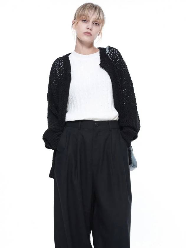 Women s PKZUC BK Punching Knit Zip up Cardigan Black - CHANCE'S NOI - BALAAN 2