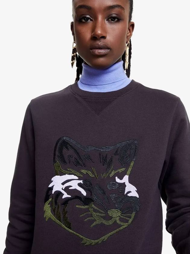 Sweatshirt Women's Big Fox Embroidery Sweatshirt Chocolate HW00316KM0020 - MAISON KITSUNE - BALAAN 4