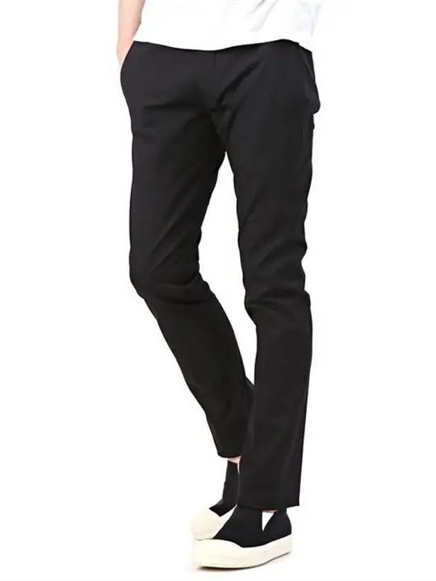 Slim Fit Cotton Straight Pants Black - RICK OWENS - BALAAN 2