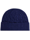 Embroidered Logo Cable Knit Beanie Navy - POLO RALPH LAUREN - BALAAN 4