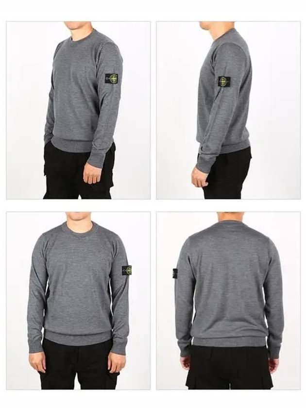 Logo Patch Round Neck Knit Top Grey - STONE ISLAND - BALAAN 3