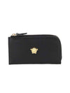 Medusa Plaque Zipper Card Wallet Black - VERSACE - BALAAN.