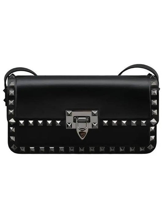 Rockstud Calfskin Shoulder Bag Black - VALENTINO - BALAAN 2