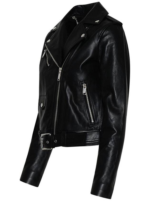 Women's Leather Biker Jacket Black - MICHAEL KORS - BALAAN 3