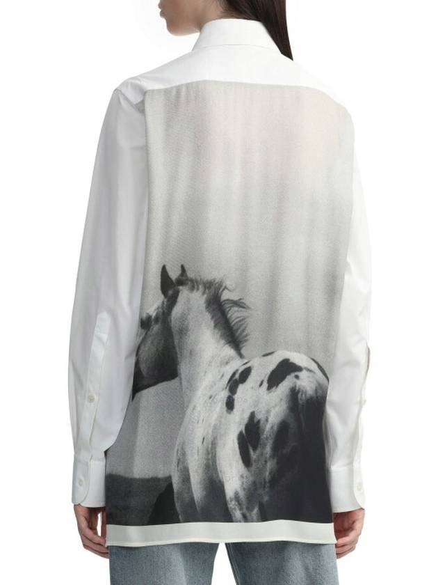 Stella McCartney White Horse Print Insert Shirt, Brand Size 38 (US Size 4) - STELLA MCCARTNEY - BALAAN 2